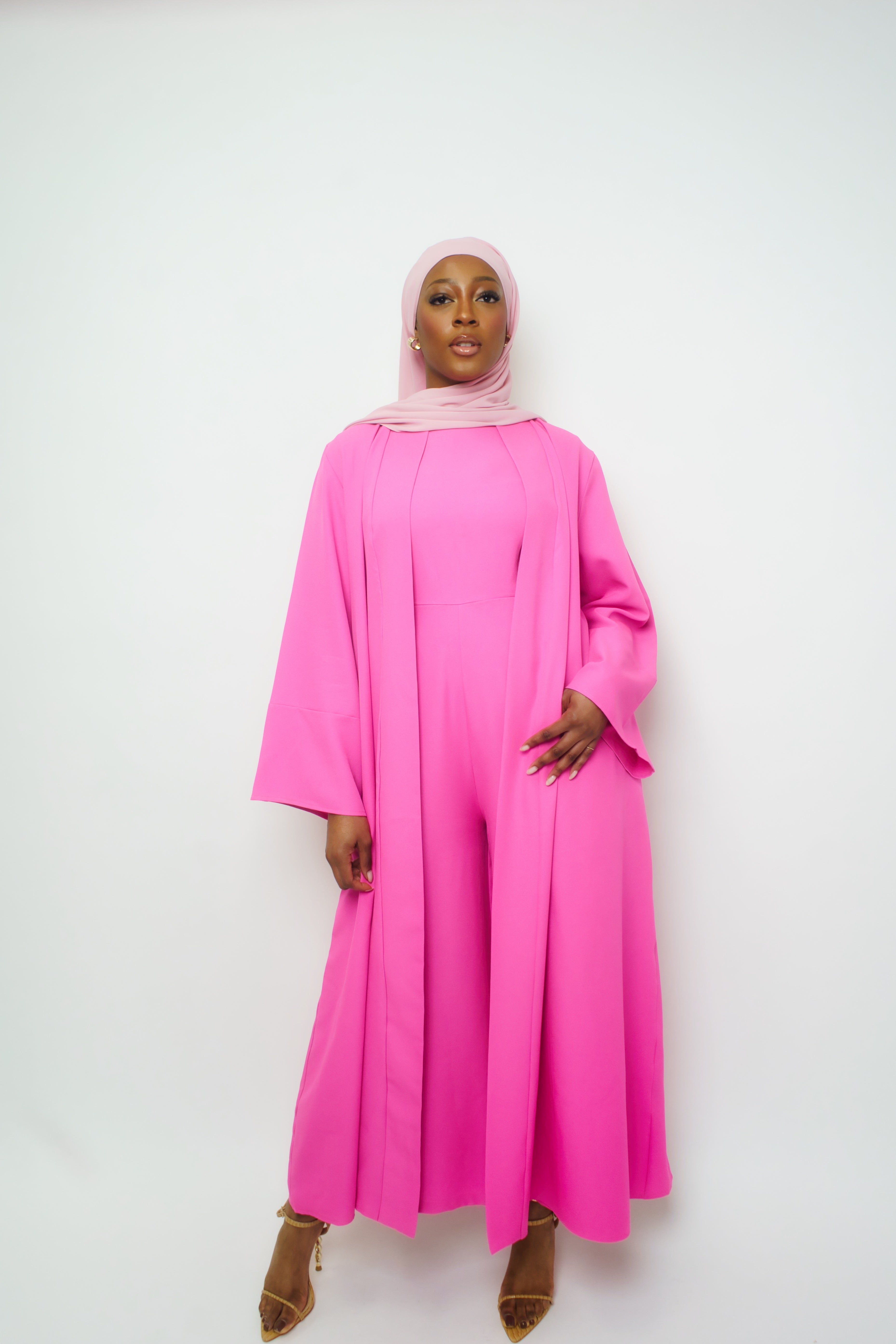 LAYLA JUMPSUIT & ABAYA SET | PINK