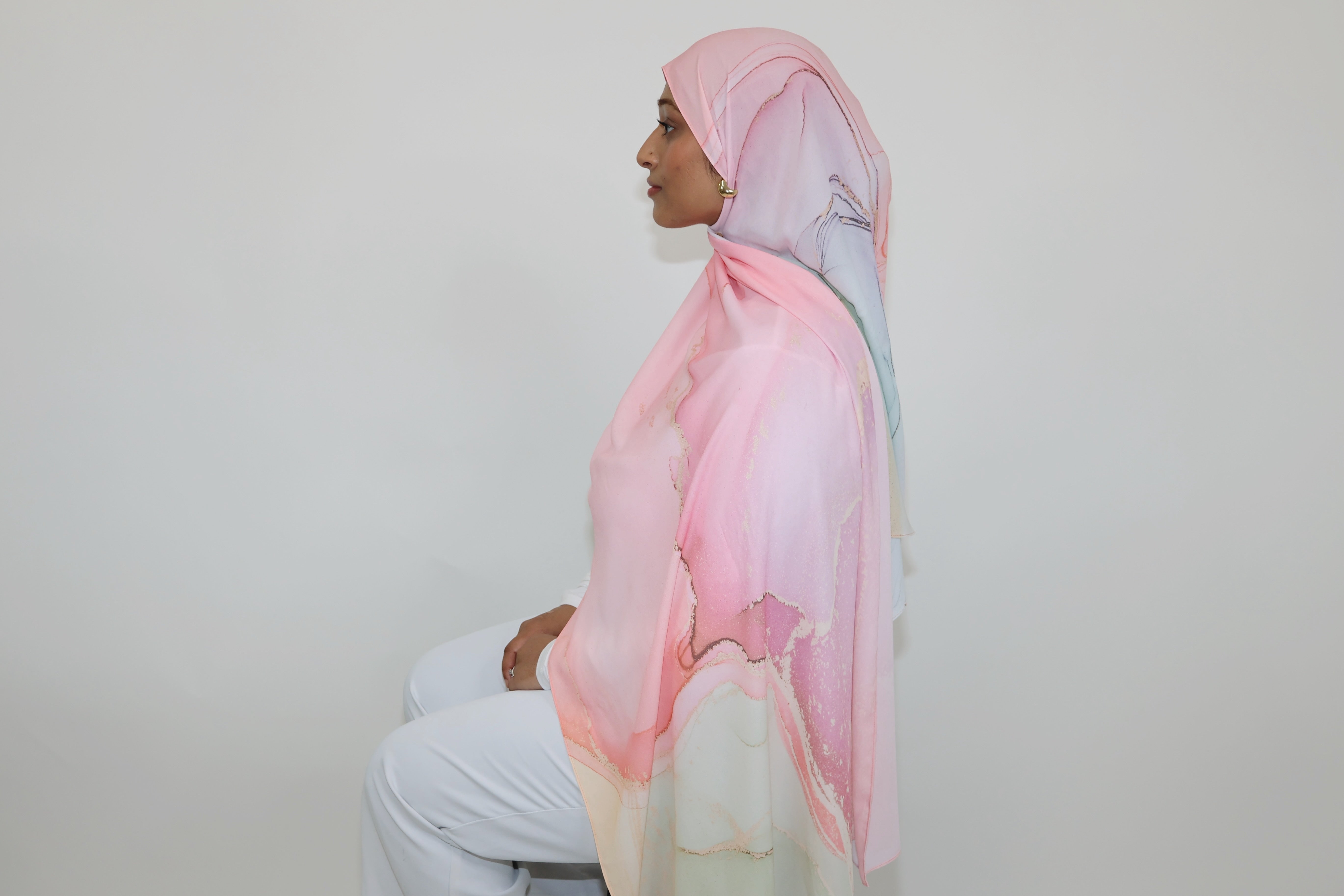 Essential Chiffon Print-Blush Marble