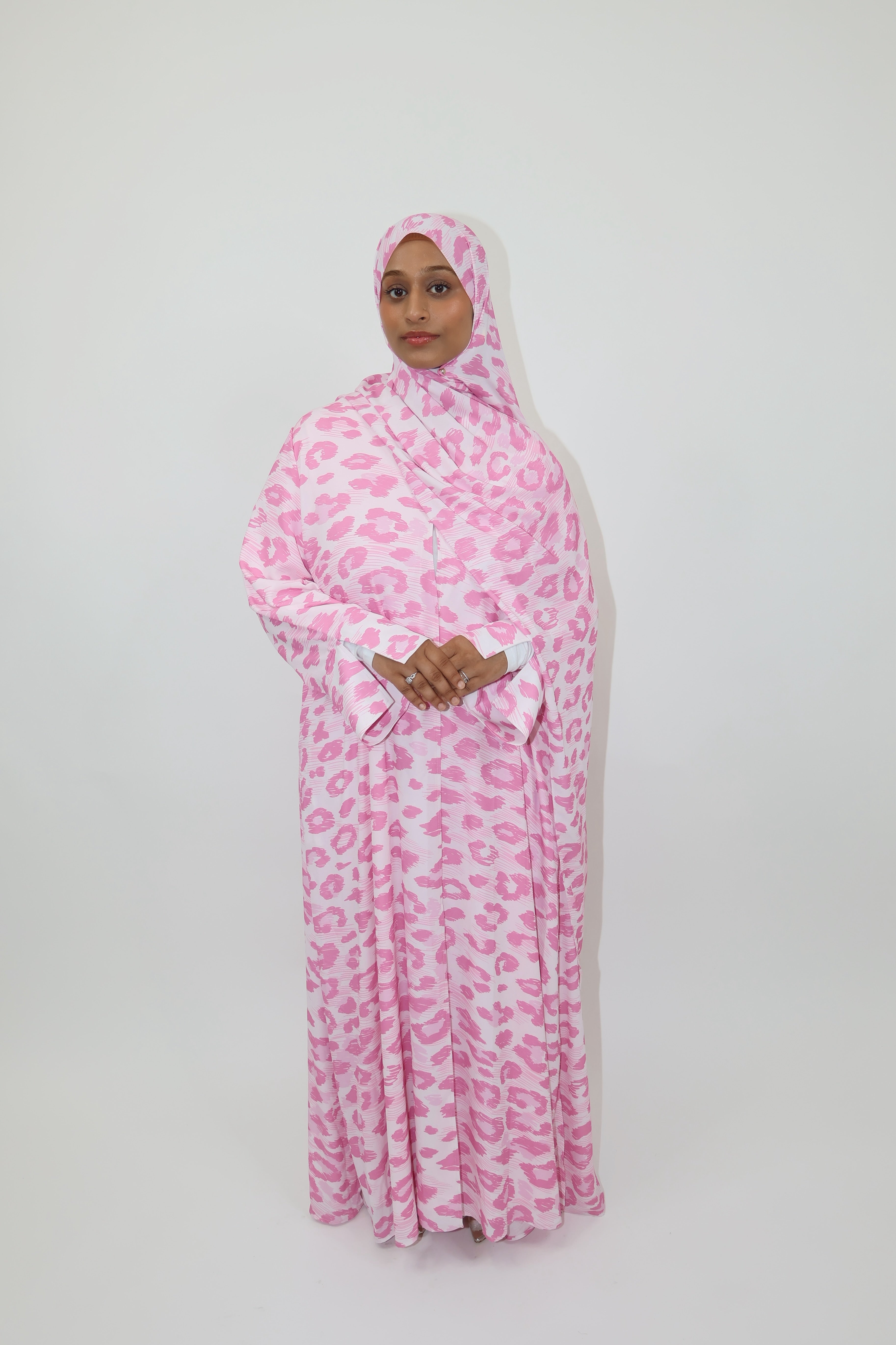 Amara Printed Abaya - PinkRose