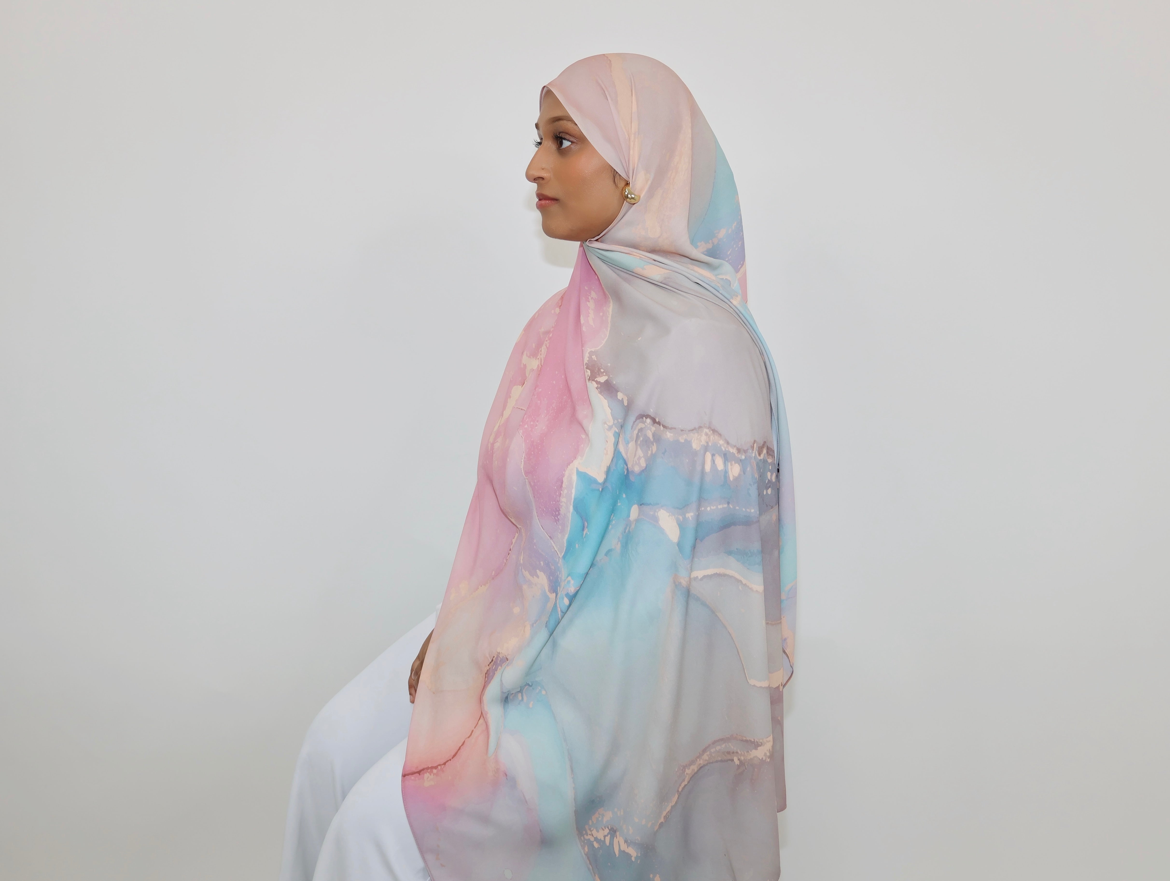 Essential Chiffon Print-Pastel Marble