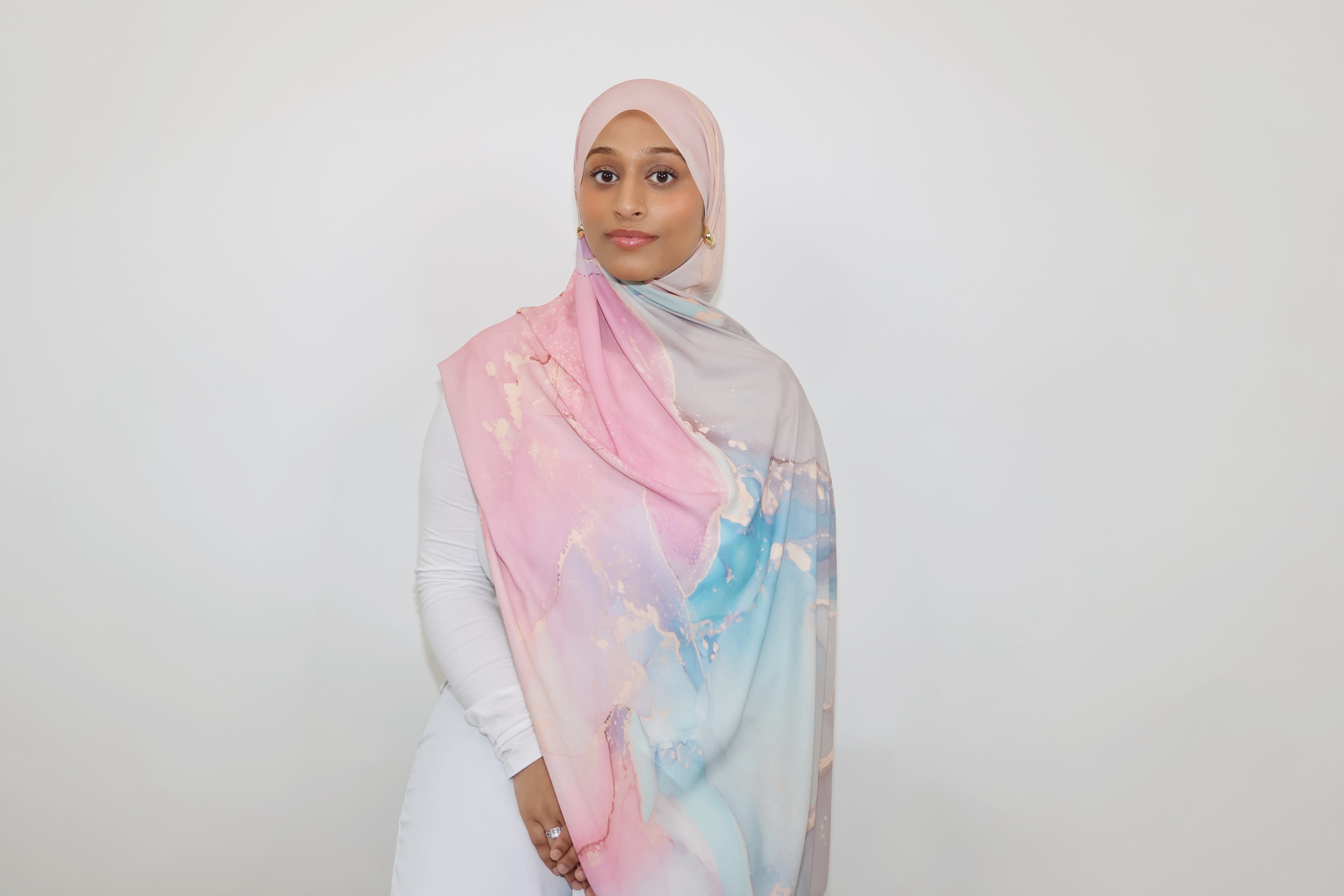Essential Chiffon Print-Pastel Marble