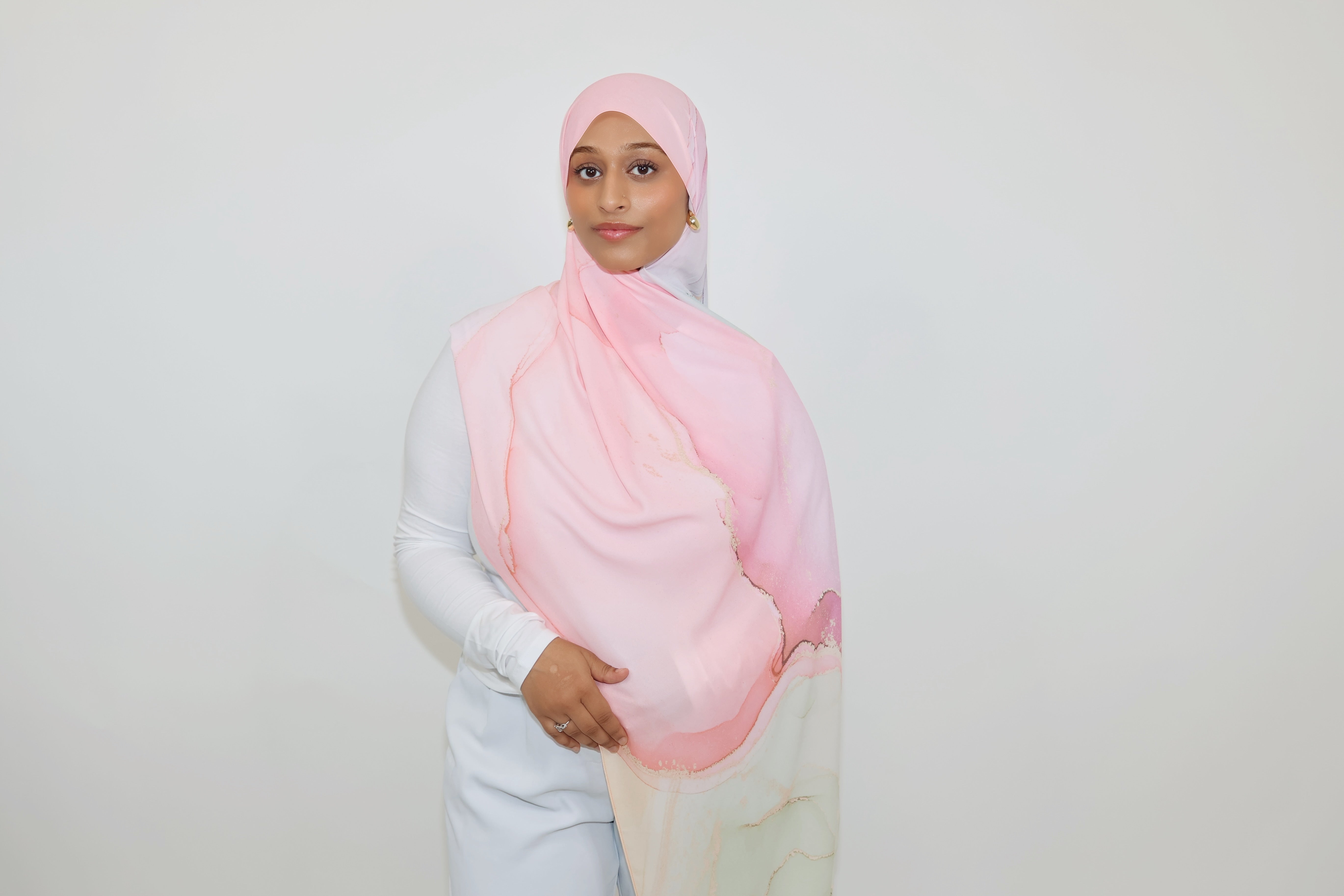 Essential Chiffon Print-Blush Marble