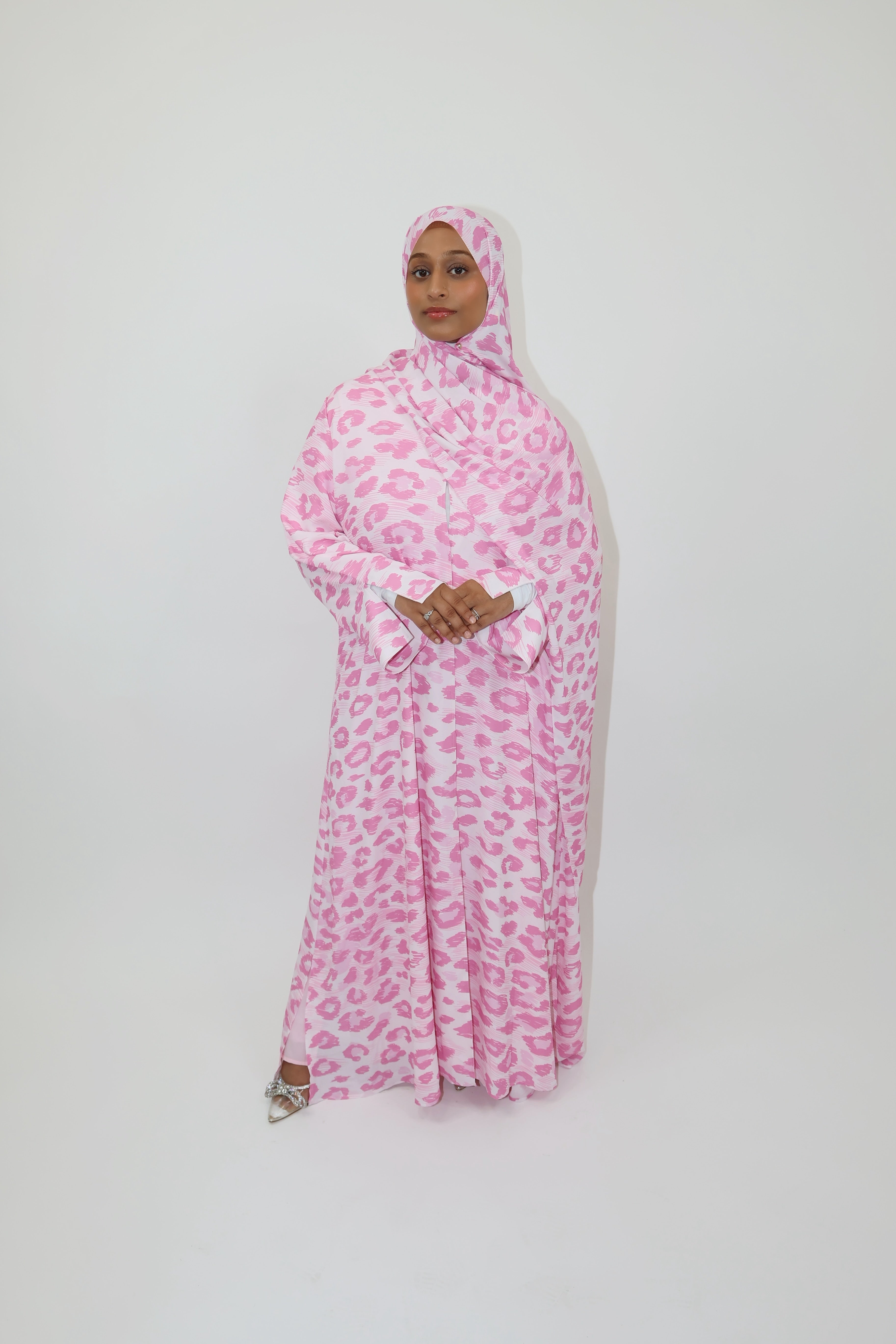 Amara Printed Abaya - PinkRose