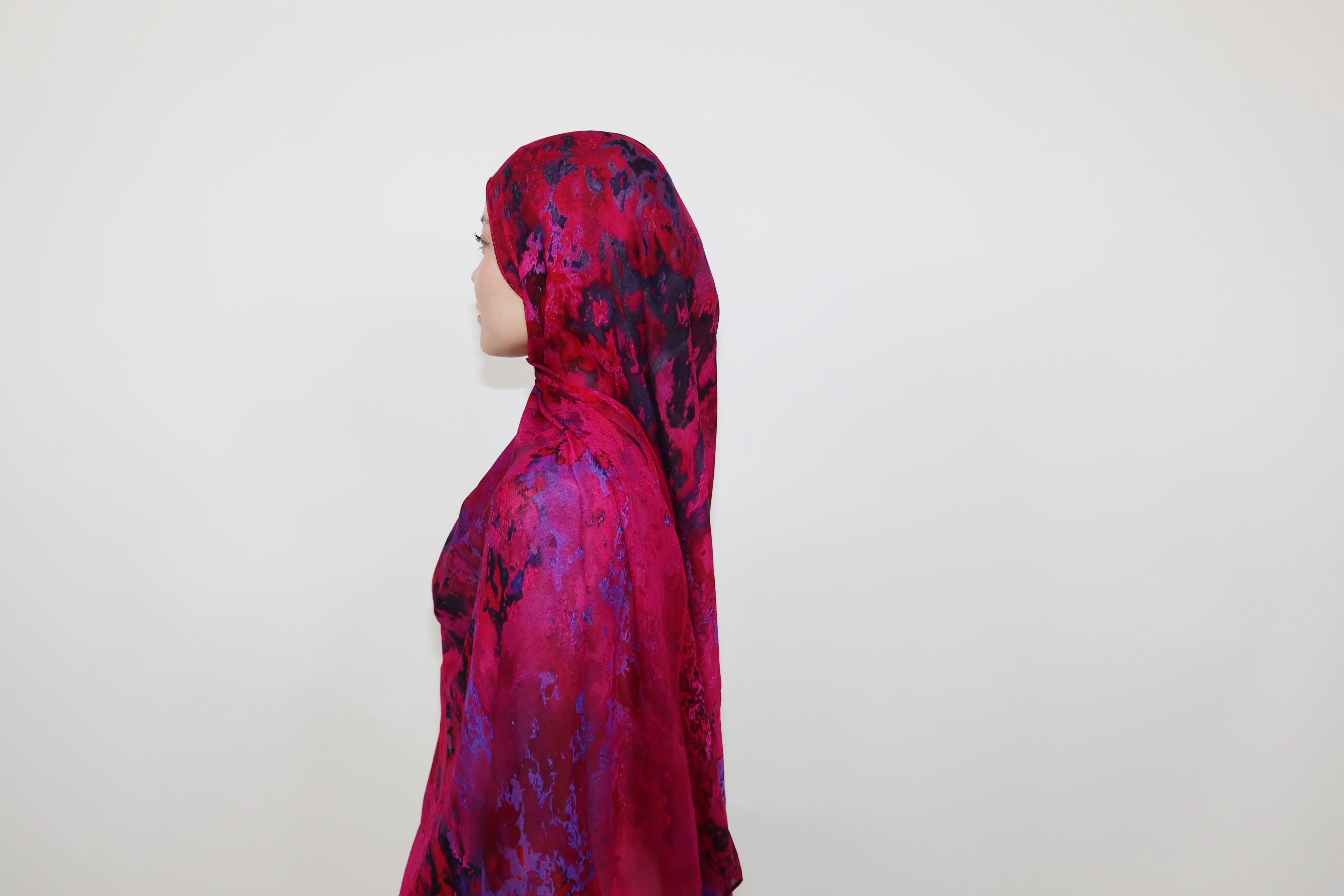 Print Modal Hijab-Fuchsia