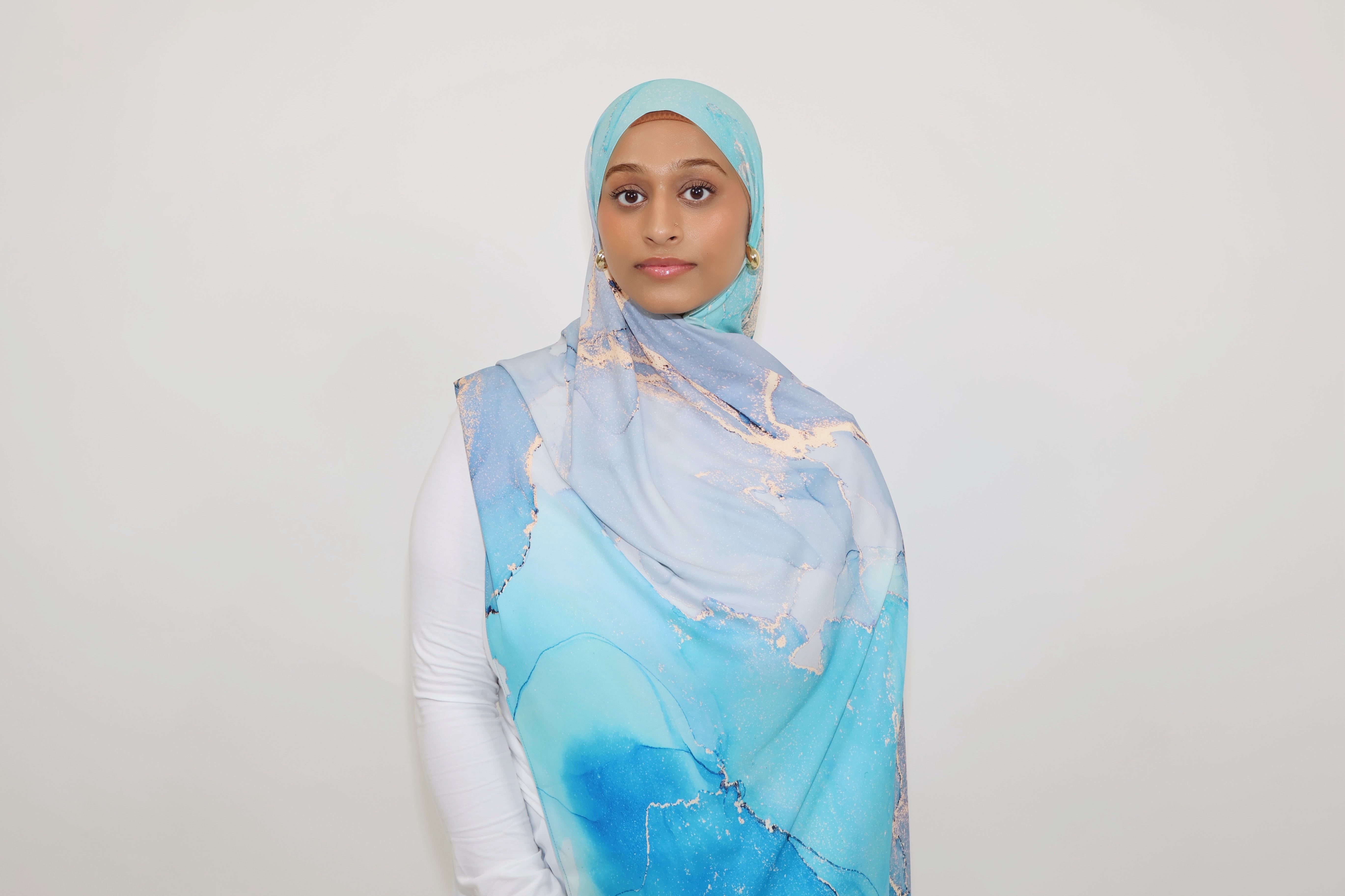Essential Chiffon Print-Sea Blue Marble
