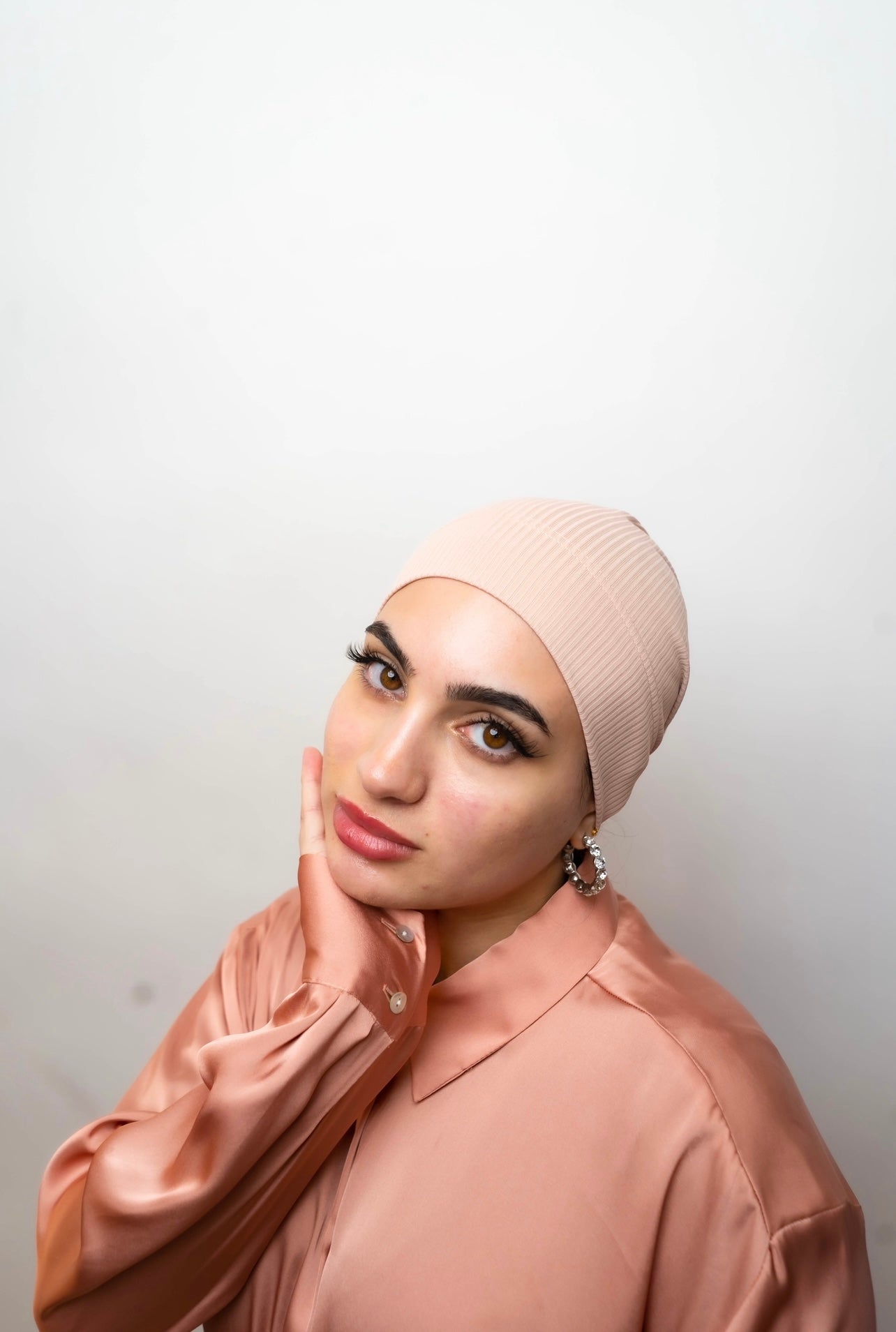 RIBBED JERSEY UNDERCAP - Blush Pink - Le Luxe Collection 