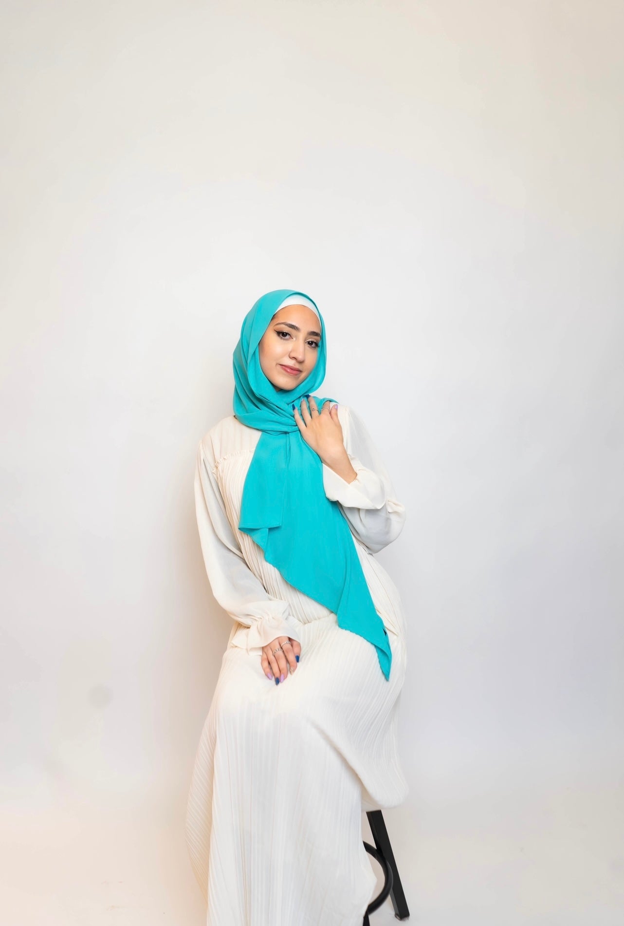 PREMIUM CHIFFON HIJAB - Turquoise - Le Luxe Collection 