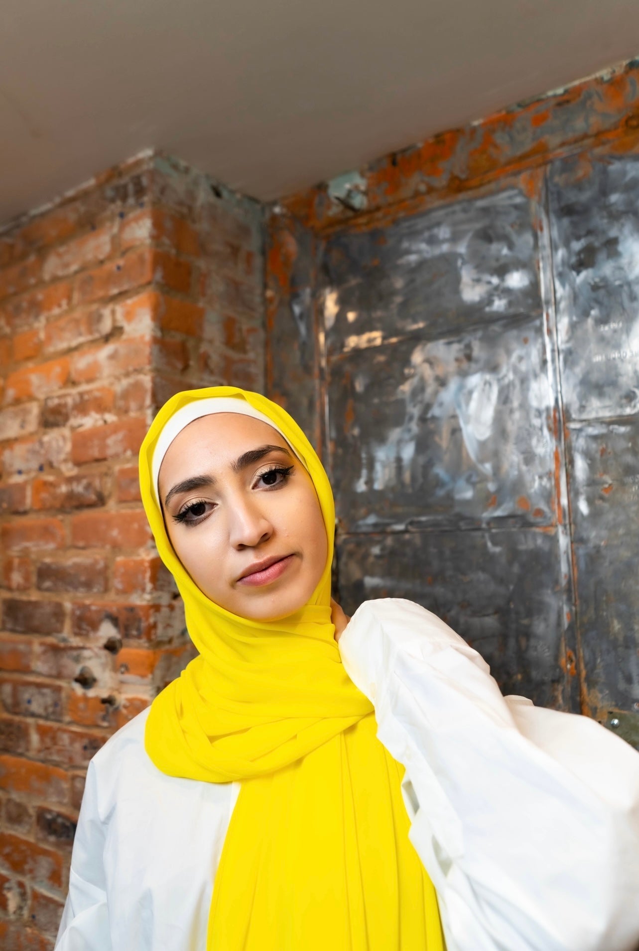 yellow chiffon hijab